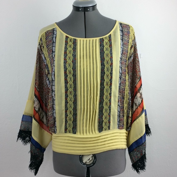 Ryu Tops - Ryu vibrant colorful kimono top w/elastic waist- L